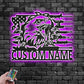Custom Name Military Eagle Name Sign Decoration For Room, Metal Wall Signs With RGB Led Light