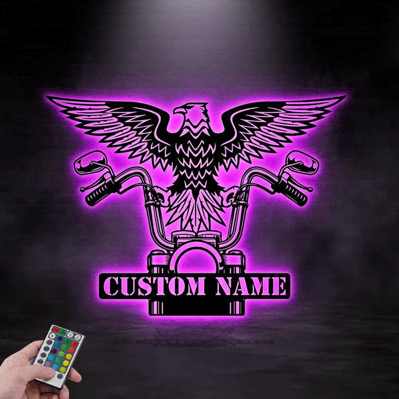 Custom Name Motocross Rider Name Sign, Metal Wall Signs With RGB Led Light