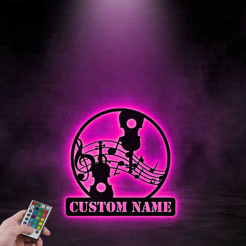 Custom Name Music Name Sign Decoration For Music Room, Metal Wall Signs With RGB Led Light
