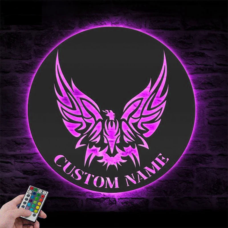 Custom Name Phoenix Name Sign Home Decor, Metal Wall Signs With RGB Led Light