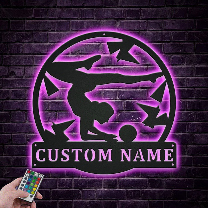 Custom Name Rhythmic Gymnastics Ball Metal Wall Signs With RGB Led Light