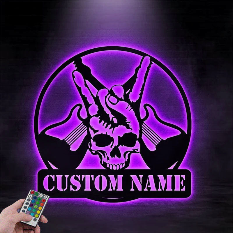 Custom Name Rock & Roll Name Sign Decoration For Room, Metal Wall Signs With RGB Led Light