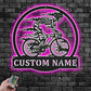 Custom Name Skull Bicycle Metal Wall Signs With RGB Led Light