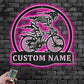 Custom Name Skull Bicycle Name Sign Decoration For Room, Metal Wall Signs With RGB Led Light