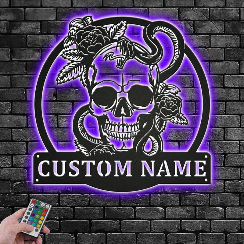 Custom Name Snake Name Sign Decoration For Room, Metal Wall Signs With RGB Led Light