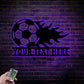Custom Name Soccer Fire, Metal Wall Signs With RGB Led Light