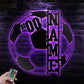Custom Name Soccer Wall Decor, Metal Wall Signs With RGB Led Light