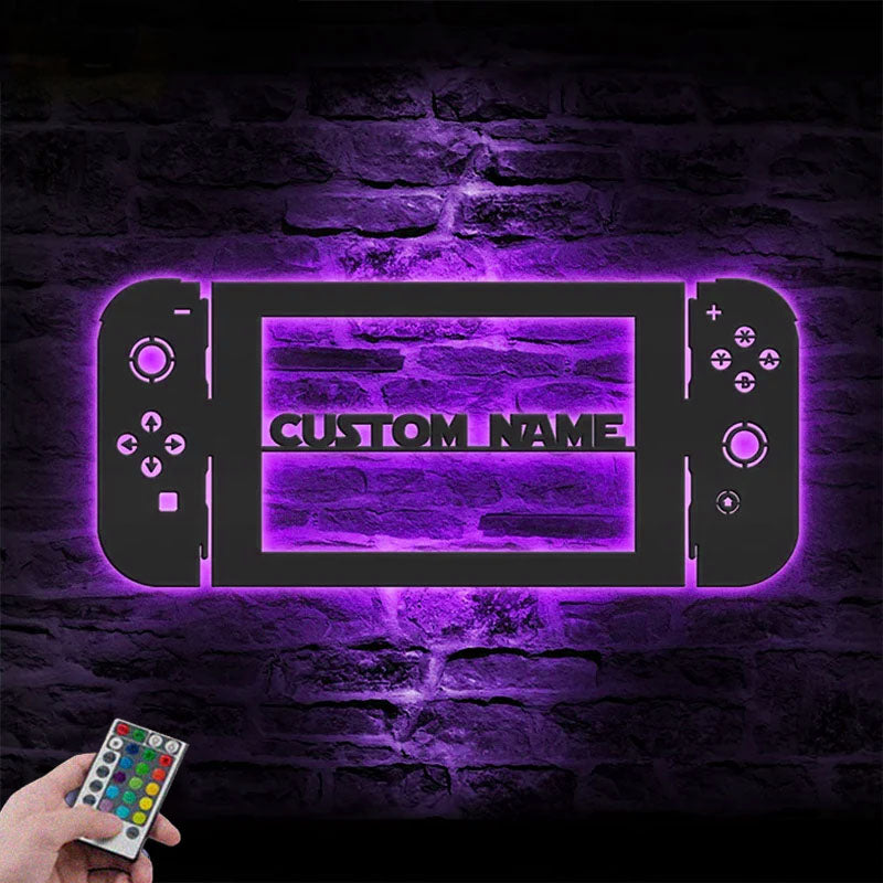 Custom Name Switch Control Gamer Name Sign Home Decor, Metal Wall Signs With RGB Led Light
