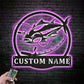 Custom Name Tuna Fishing Fish Pole Metal Wall Signs With RGB Led Light