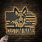 Custom Name US German Shepherd Dog, Metal Wall Signs With RGB Led Light