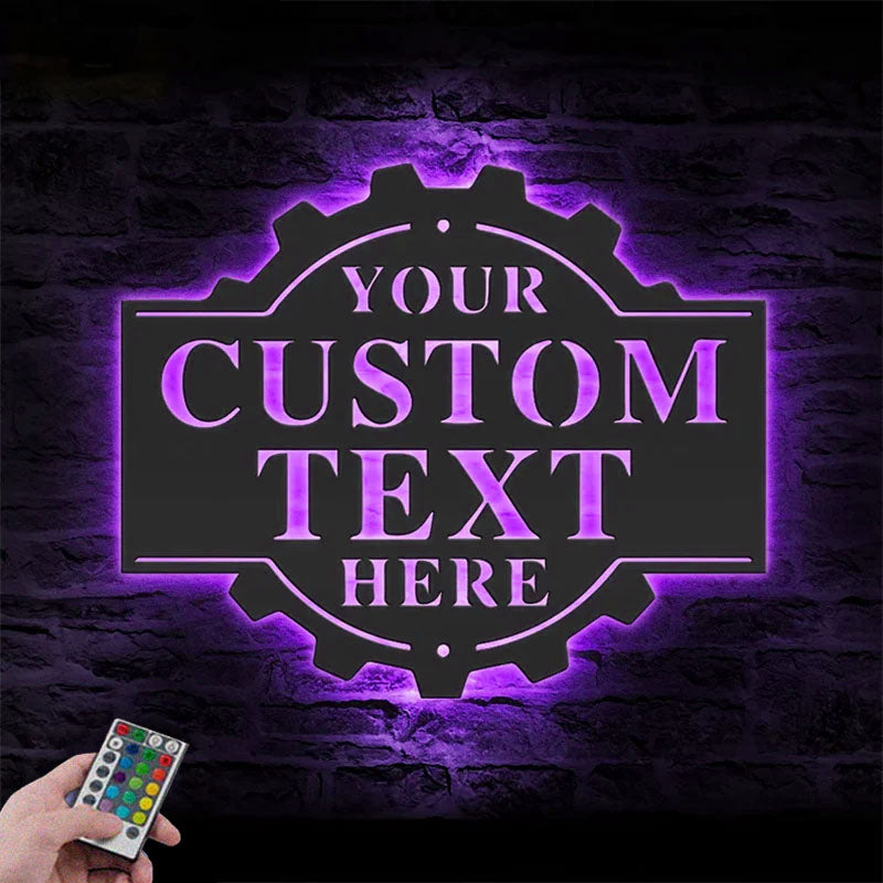 Custom Name Workshop Name Sign Home Decor Metal Wall Signs With RGB Led Light