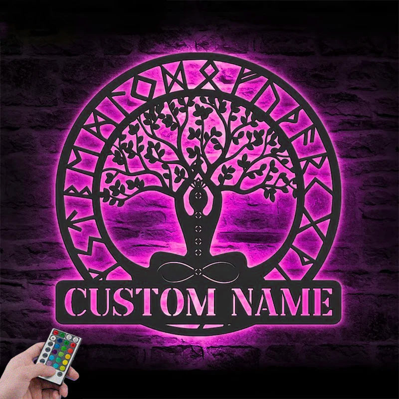 Custom Name Yoga Lover Metal Wall Signs With RGB Led Light