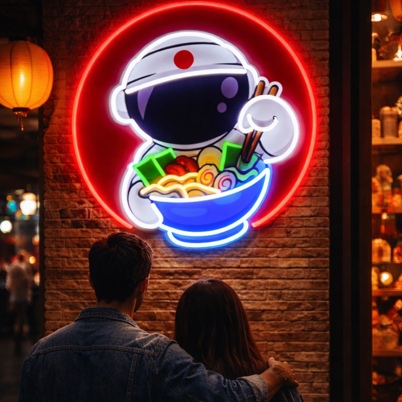 Cute Ramen Noodle LED Neon Sign with Japanese Character Design for Restaurant and Wall Decor