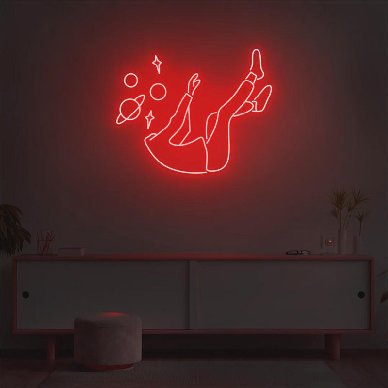 Floating Astronaut Space Line Art LED Neon Wall Decor - LEDTOT