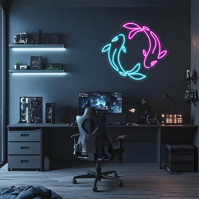 Koi Fish Yin Yang LED Neon Wall Art - LEDTOT