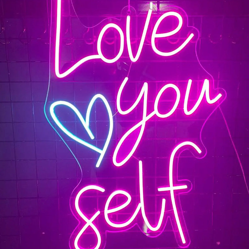 Love Yourself Inspirational Quote Neon Wall Art - LEDTOT