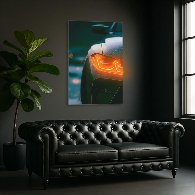 Neon LED Car Wall Art (UV Printed) – Modern Man Cave Decor