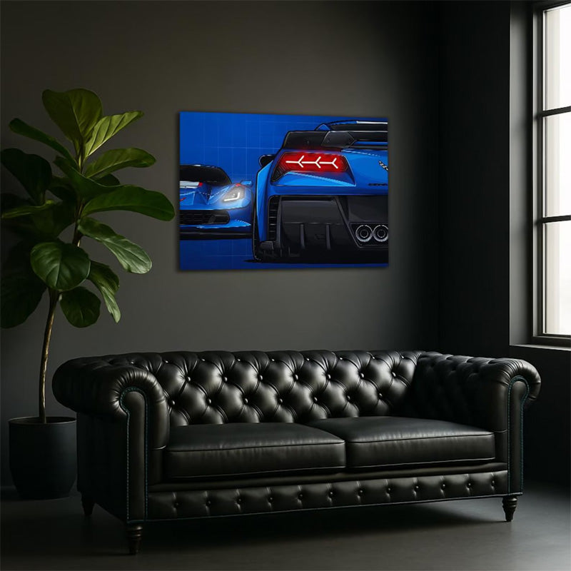 Neon Supercar Wall Art UV Print – Modern Automotive Poster for Gamer Room & Man Cave - LEDTOT