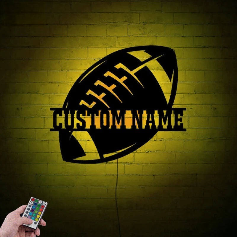 Personalized Ball Football Wall, Metal Wall Signs With RGB Led Light