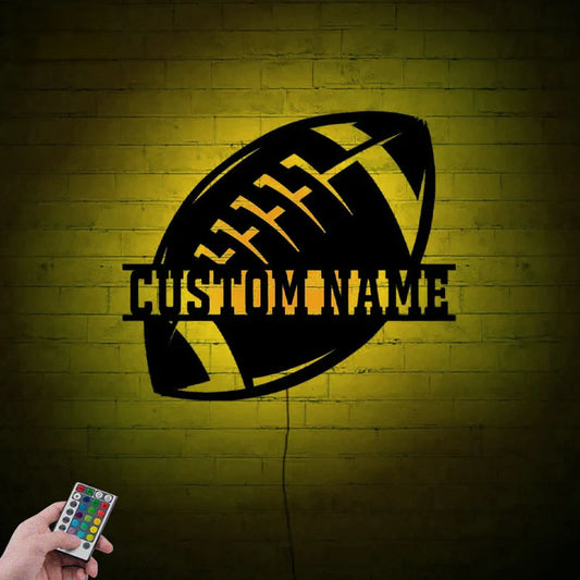 Personalized Ball Football Wall, Metal Wall Signs With RGB Led Light