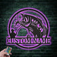 Personalized Bass Fishing Monogram Metal Wall Signs With RGB Led Light