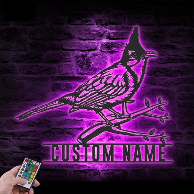 Personalized Bulbul Bird Metal Wall Signs With RGB Led Light