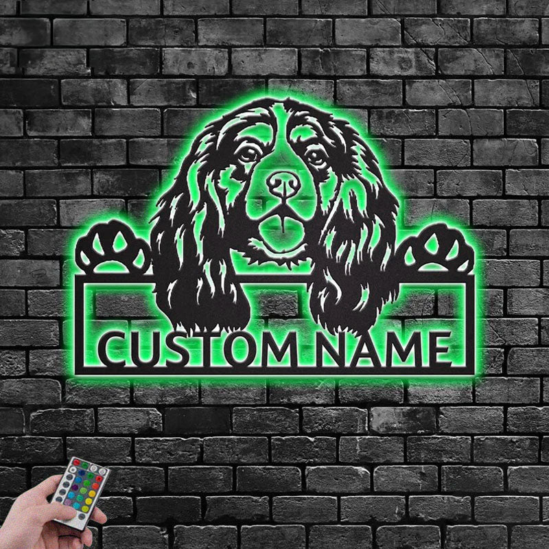 Personalized Cavalier Spaniel, Metal Wall Signs With RGB Led Light