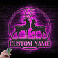 Personalized Couple Reindeer Deer Hunting Metal Wall Signs With RGB Led Light