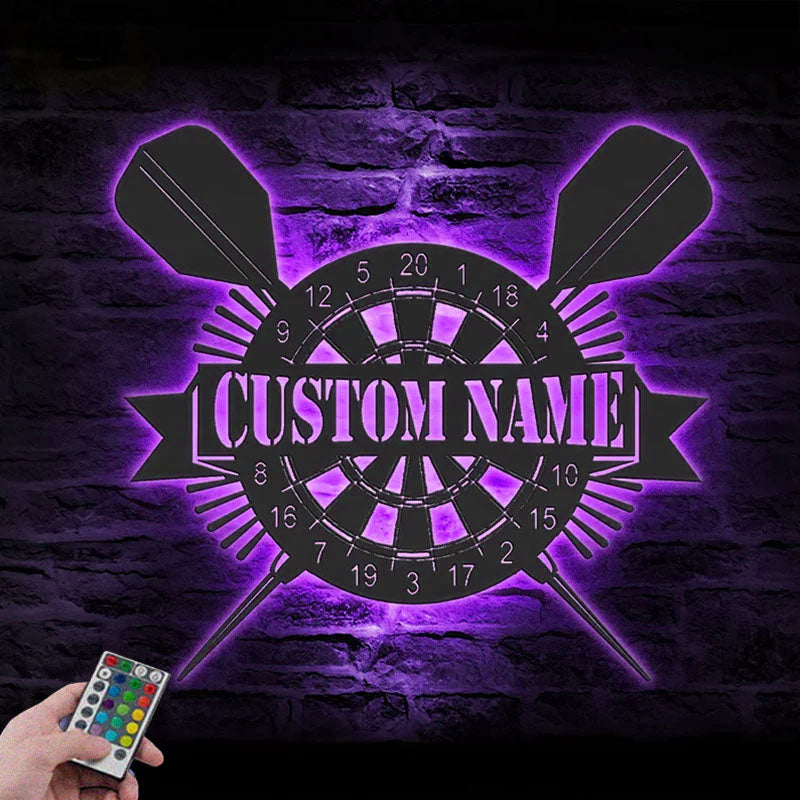 Personalized Dartboard Dart Game Metal Wall Signs With RGB Led Light