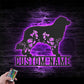 Personalized FLoral Australian Shepherd Metal Wall Signs With RGB Led Light