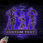 Personalized Family Motocross Biker, Metal Wall Signs With RGB Led Light