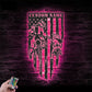 Personalized Father Daughter Motocross Biker US Flag, Metal Wall Signs With RGB Led Light