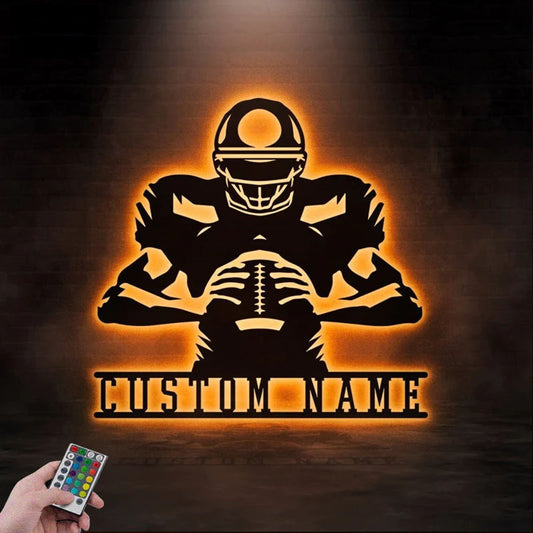 Personalized Football Team Gift, Metal Wall Signs With RGB Led Light
