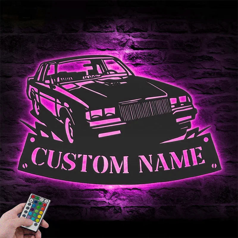 Personalized Garage Name Sign Home Decor Metal Wall Signs With RGB Led Light