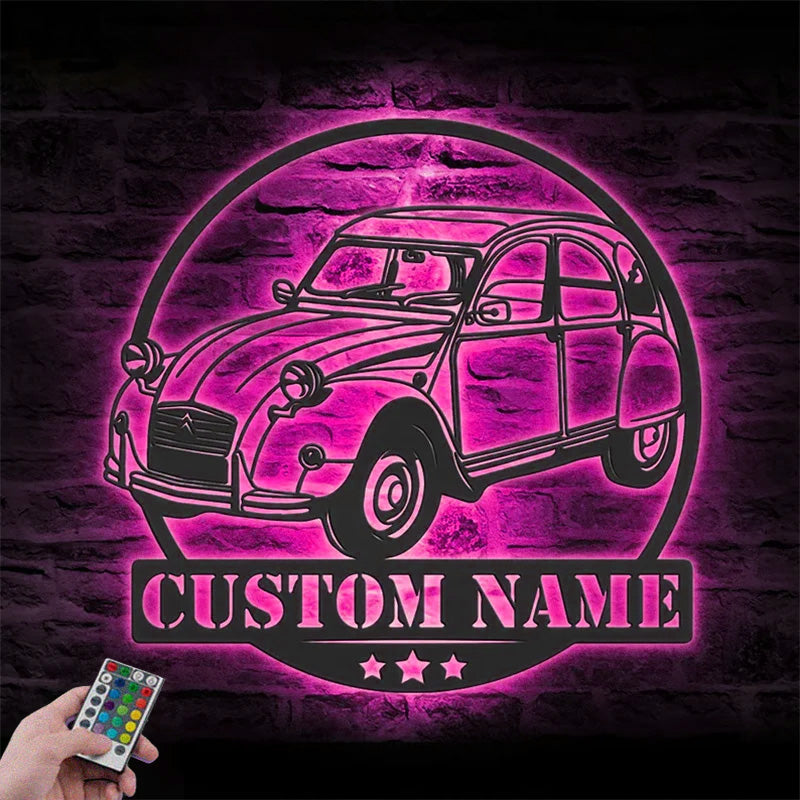 Personalized Garage Name Sign Home Decor Metal Wall Signs With RGB Led Light