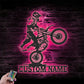 Personalized Girl Motocross Biker, Metal Wall Signs With RGB Led Light