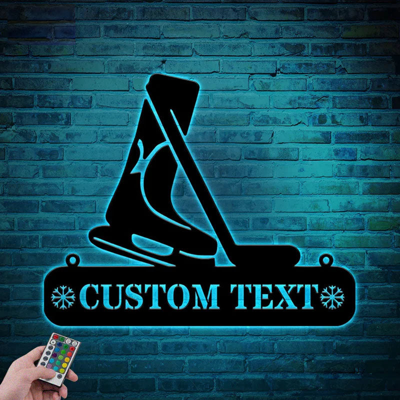 Personalized Hockey Metal Sign LED Lights, Metal Wall Signs With RGB Led Light