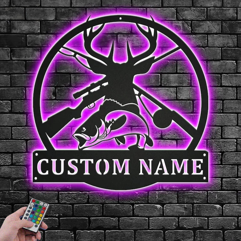 Personalized Hunting Metal Wall Signs With RGB Led Light