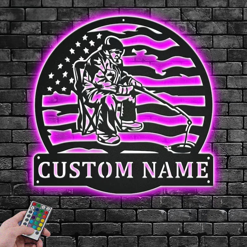 Personalized Ice Fishing Metal Wall Signs With RGB Led Light
