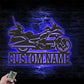 Personalized Motocross Biker, Metal Wall Signs With RGB Led Light