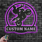 Personalized Motocross Motorcycle Metal Wall Signs With RGB Led Light