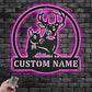 Personalized Name Deer Couple Metal Wall Signs With RGB Led Light