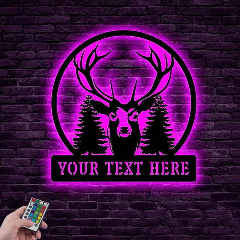 Personalized Name Hunting Lover Metal Wall Signs With RGB Led Light