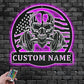 Personalized US Flag Skull Fitness Decoration For Room, Metal Wall Signs With RGB Led Light