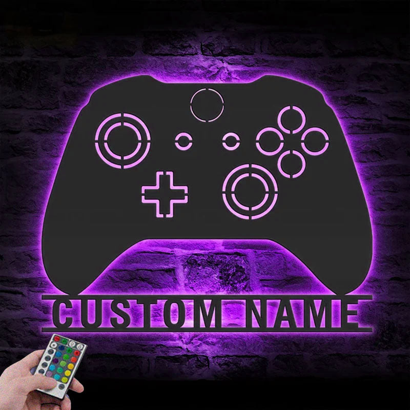 Personalized Video Game Room Metal Wall Signs With RGB Led Light