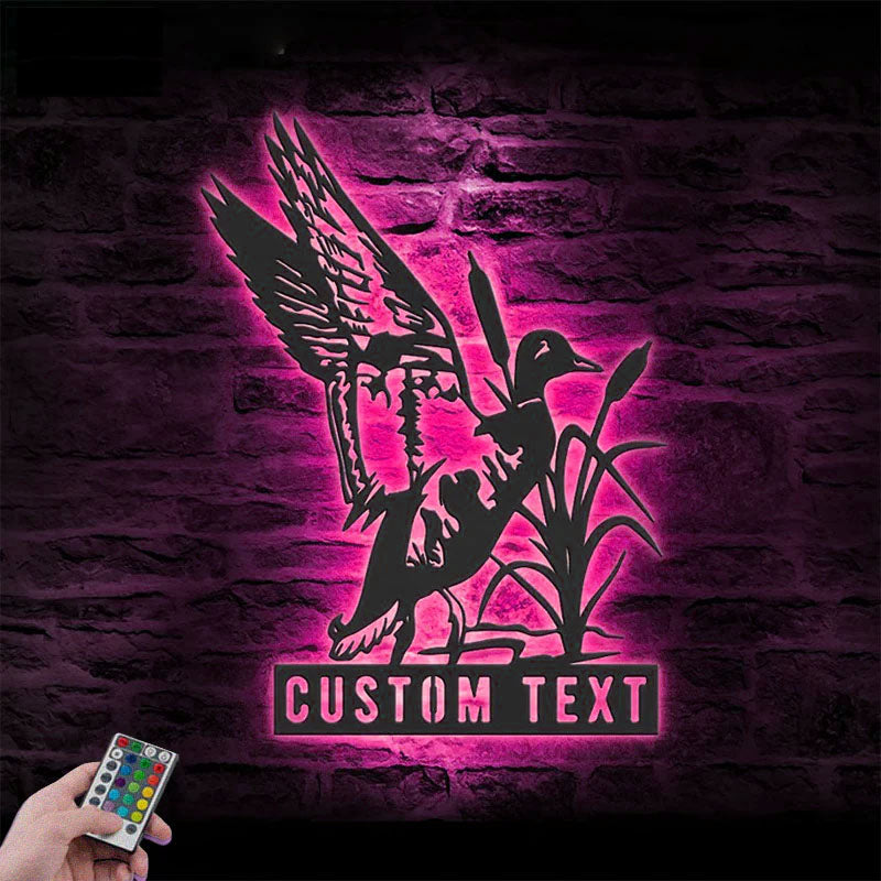 Custom Name Hunter Name Sign Home Decor, Metal Wall Signs With RGB Led Light