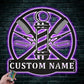 Custom Name Barber Hair Stylist, Metal Wall Signs With RGB Led Light