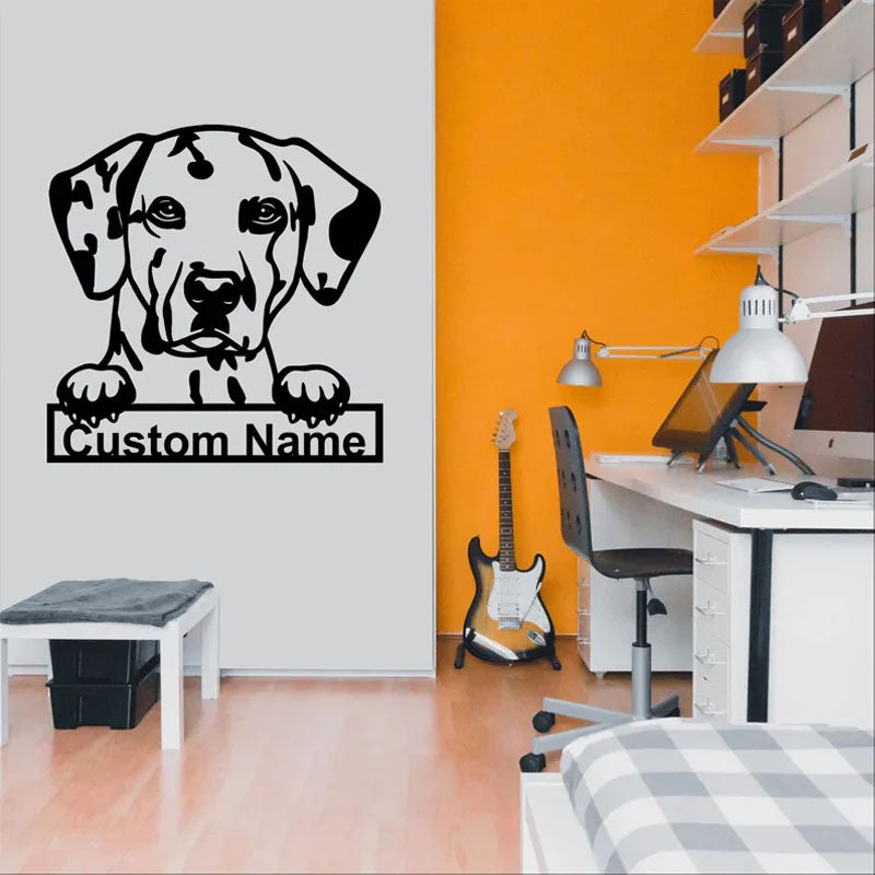 Custom Name Dalmatian Name Sign Decoration For Dog Room, Metal Wall Signs With RGB Led Light