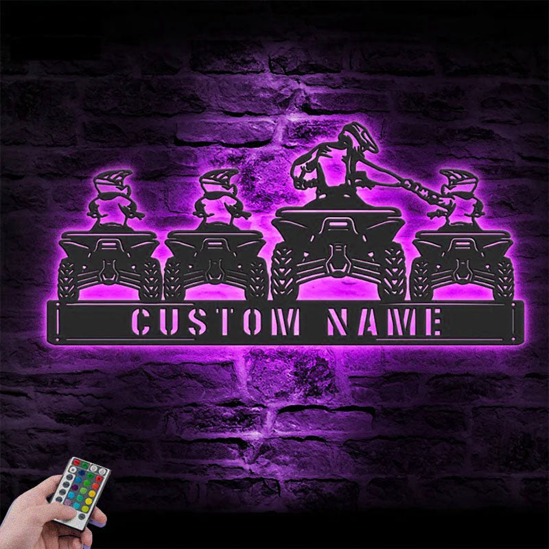 Custom Name Dirt Bike Name Sign Home Decor, Metal Wall Signs With RGB Led Light