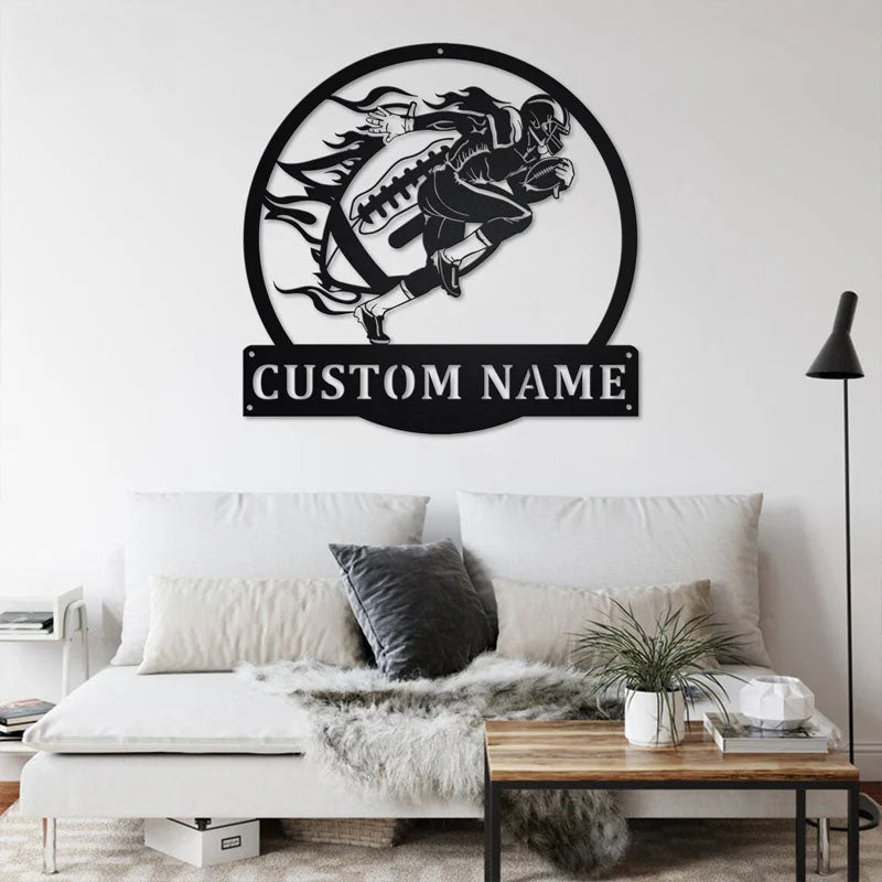 Custom Name Football Player Name Sign Decoration For Room, Metal Wall Signs With RGB Led Light